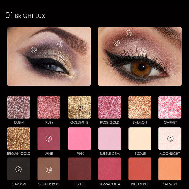 Palette de fards à paupières incontournable de 18 couleurs – Des teintes mates et chatoyantes hautement pigmentées pour une beauté impeccable et de qualité professionnelle !