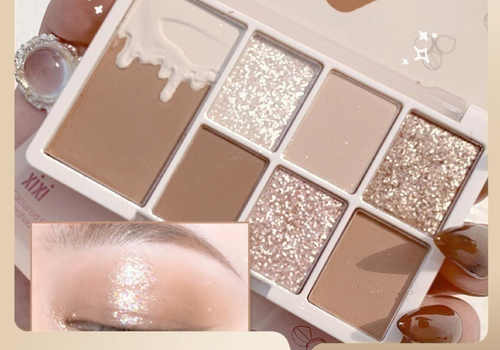 7-Color Red Wine Eyeshadow Palette – Long-Lasting Glitter & Pearly Shades for Stunning Women's Eye Makeup!