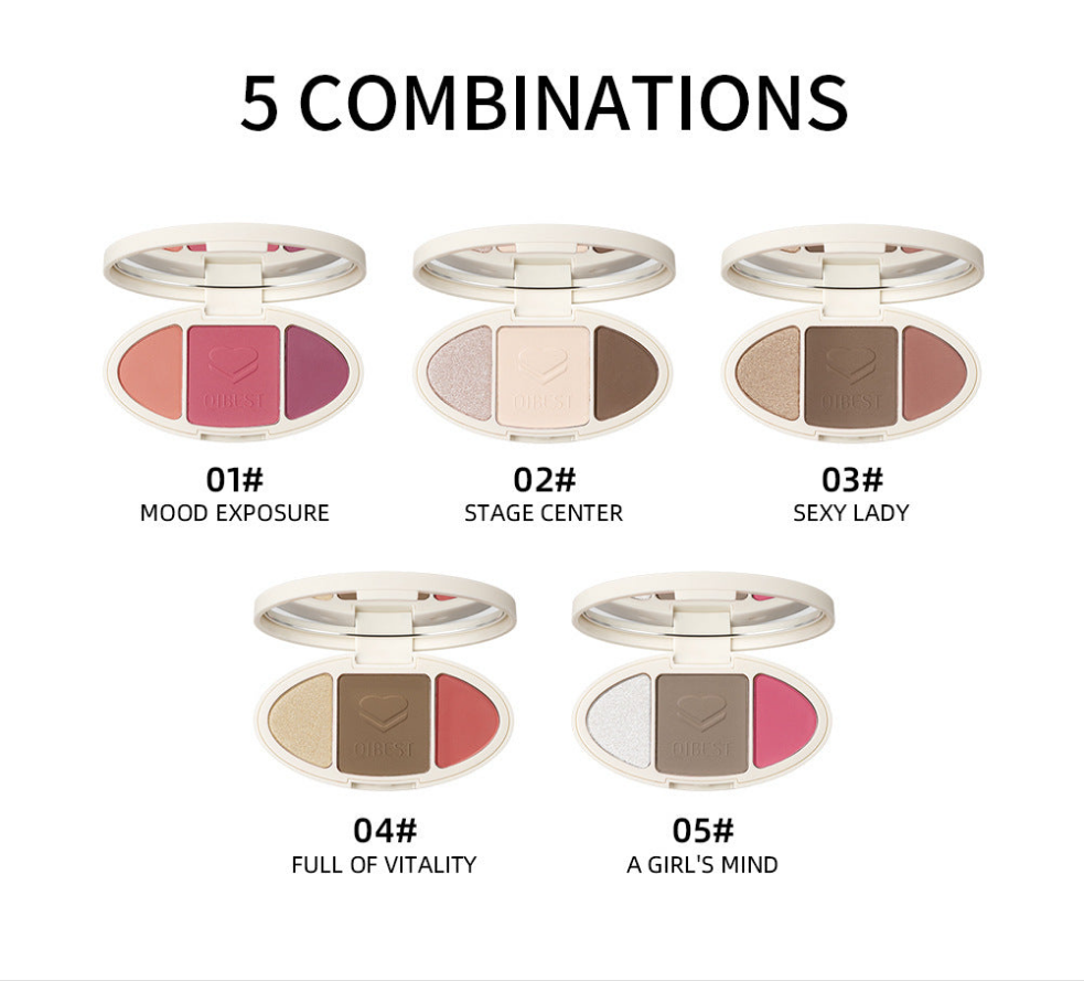 Plaque réparatrice tout-en-un haute brillance, poudre mate éclaircissante à paillettes, plaque de blush rouge, plaque de réparation de gâteau en poudre