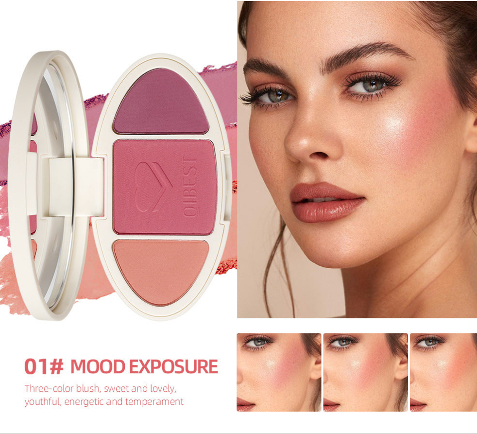 Plaque réparatrice tout-en-un haute brillance, poudre mate éclaircissante à paillettes, plaque de blush rouge, plaque de réparation de gâteau en poudre