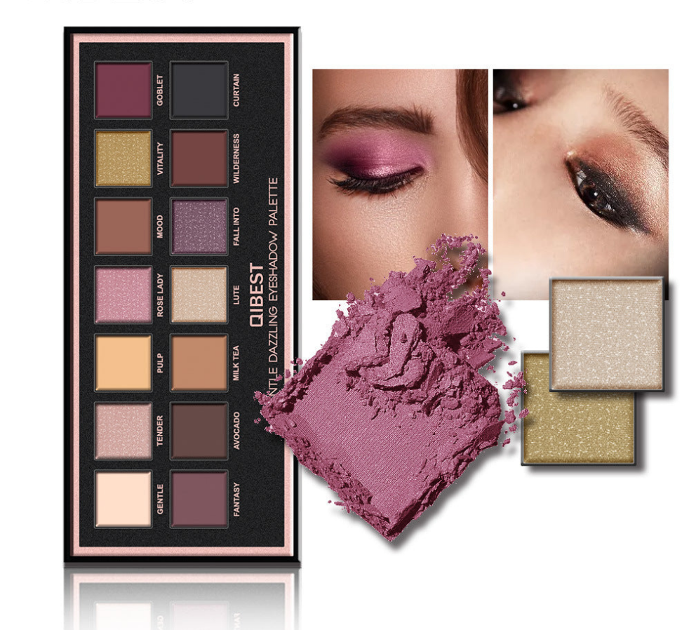 Palette de fards à paupières de luxe – Nuances veloutées mates et brillantes riches pour un look sophistiqué et radieux ! 14 couleurs !