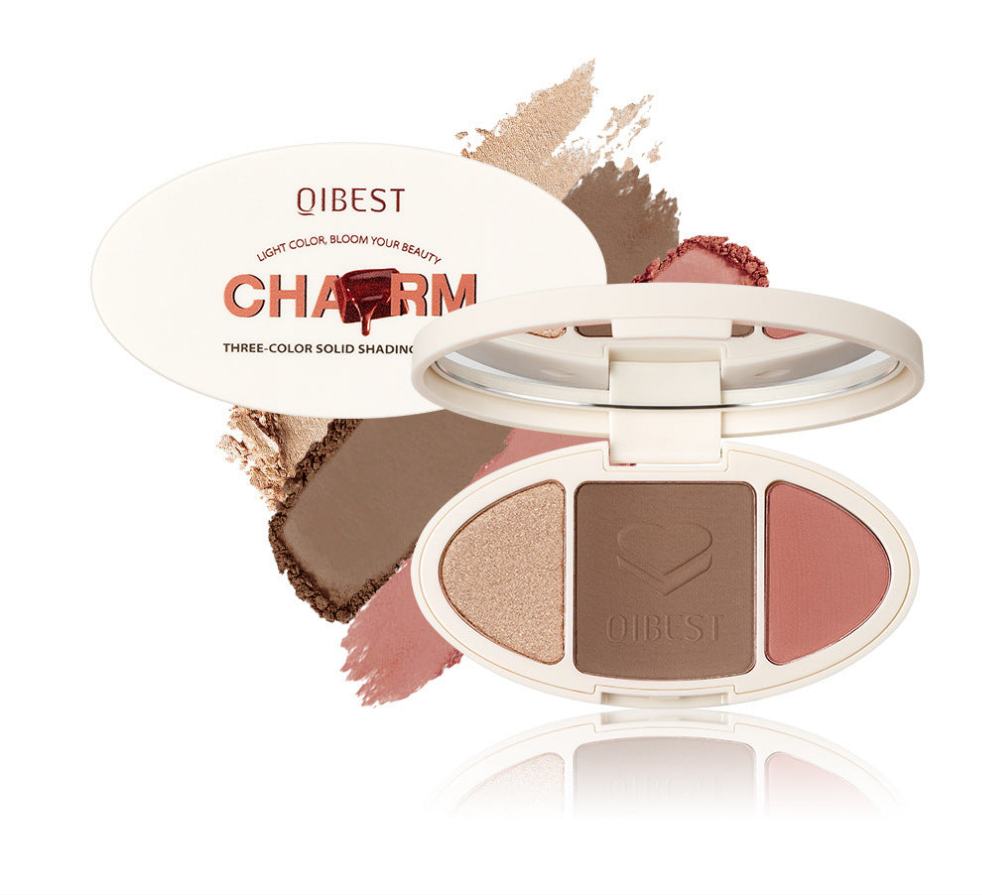 Plaque réparatrice tout-en-un haute brillance, poudre mate éclaircissante à paillettes, plaque de blush rouge, plaque de réparation de gâteau en poudre