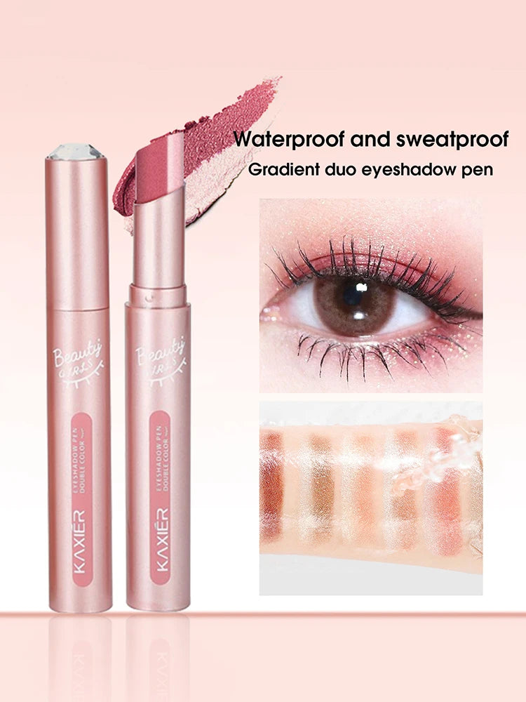 Dual-Tone Gradient Eyeshadow Pen – Waterproof, No-Smudge, Pearlescent Glow | Effortless Glam in a Swipe!