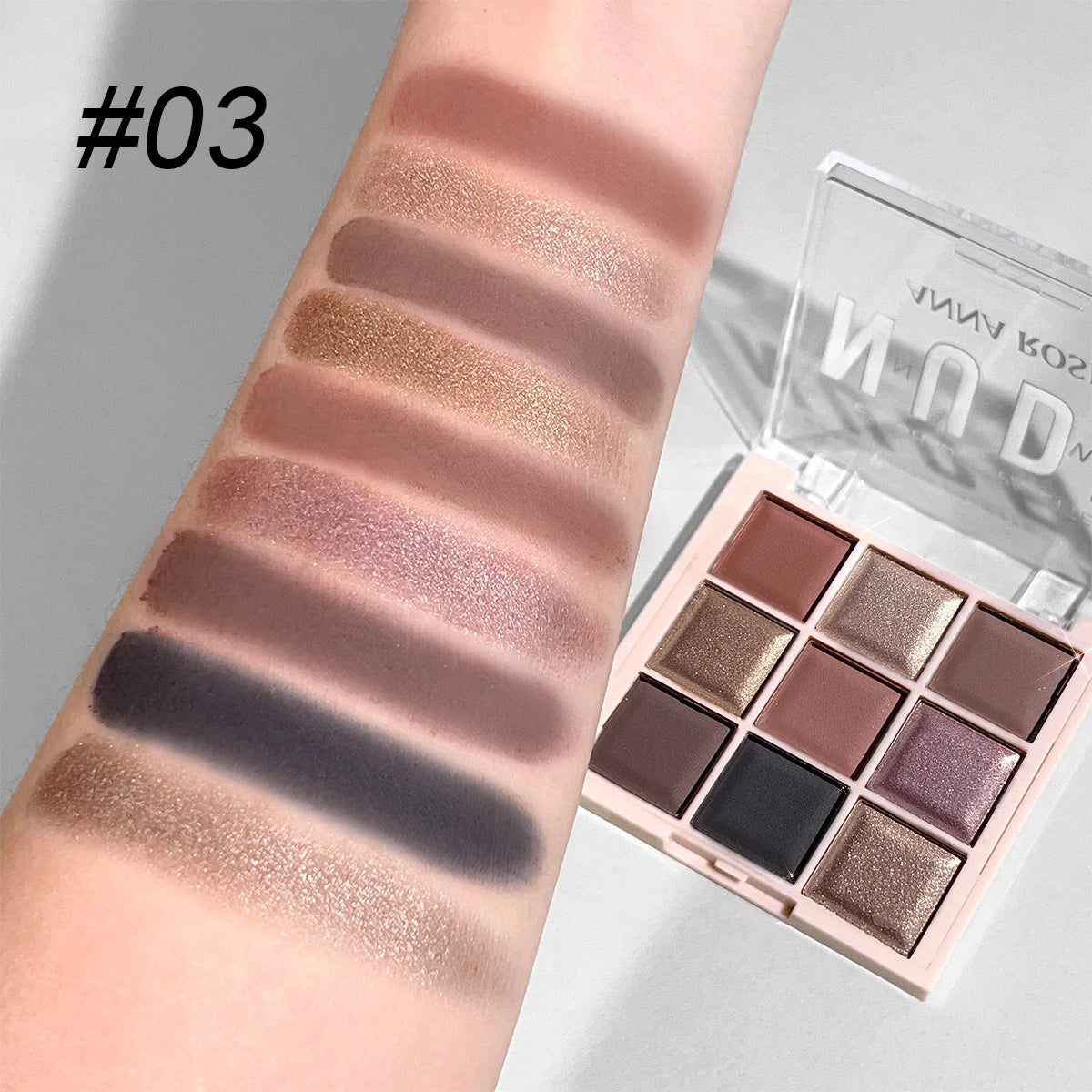 9-Color Mini Eyeshadow Palette – Milk Tea Shades in Matte, Shimmer & Fine Glitter | Perfect for Daily & Student-Friendly Makeup