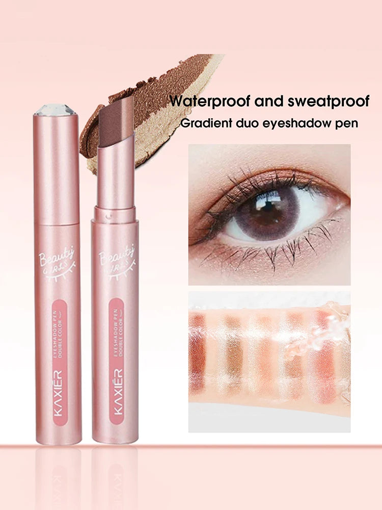 Dual-Tone Gradient Eyeshadow Pen – Waterproof, No-Smudge, Pearlescent Glow | Effortless Glam in a Swipe!