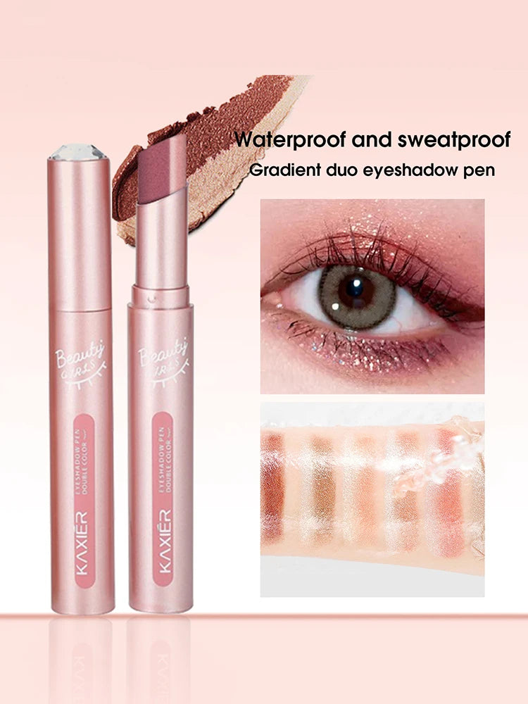 Dual-Tone Gradient Eyeshadow Pen – Waterproof, No-Smudge, Pearlescent Glow | Effortless Glam in a Swipe!
