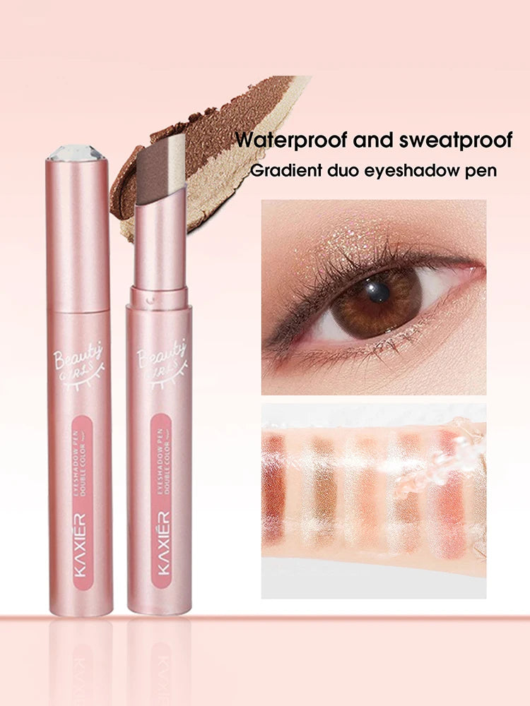 Dual-Tone Gradient Eyeshadow Pen – Waterproof, No-Smudge, Pearlescent Glow | Effortless Glam in a Swipe!