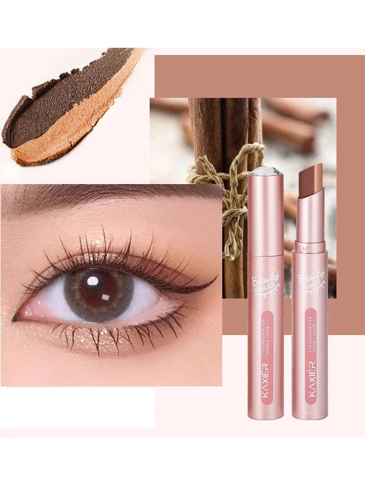 Dual-Tone Gradient Eyeshadow Pen – Waterproof, No-Smudge, Pearlescent Glow | Effortless Glam in a Swipe!