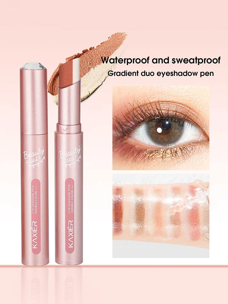 Dual-Tone Gradient Eyeshadow Pen – Waterproof, No-Smudge, Pearlescent Glow | Effortless Glam in a Swipe!