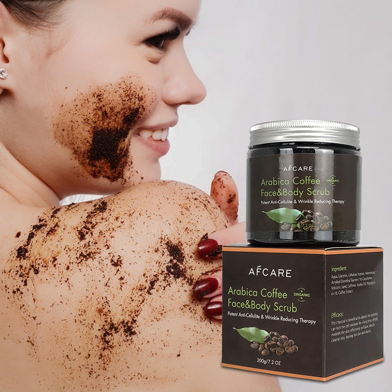 Crema exfoliante de café para limpieza facial y corporal