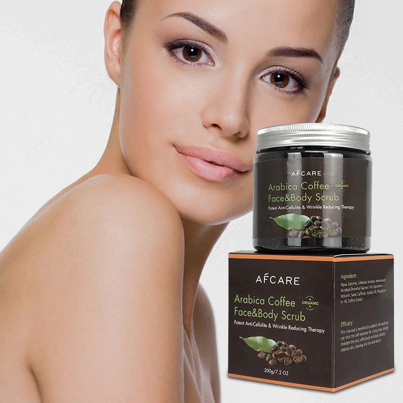 Crema exfoliante de café para limpieza facial y corporal