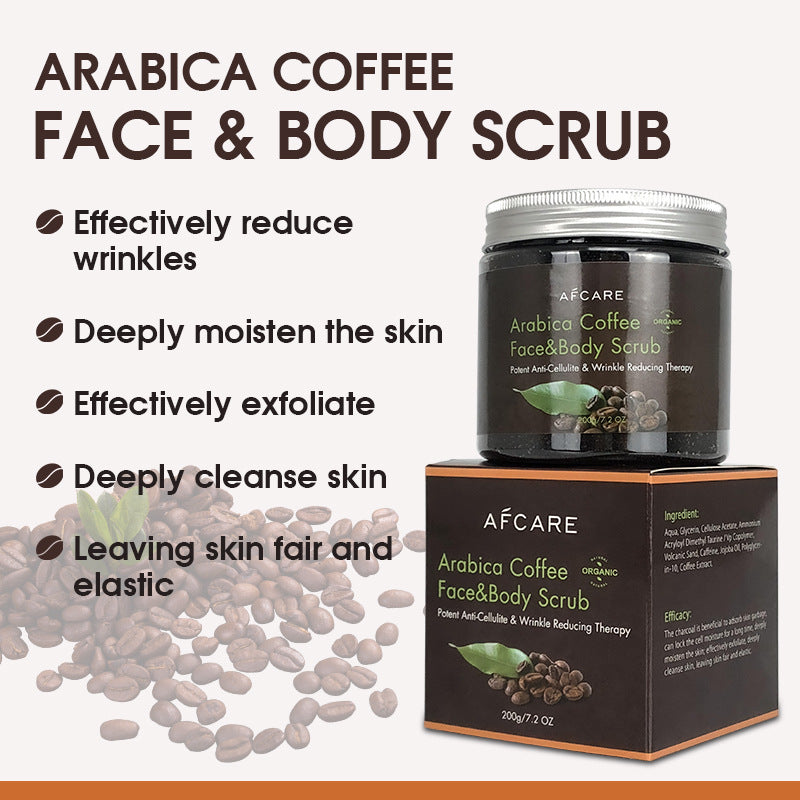 Crema exfoliante de café para limpieza facial y corporal