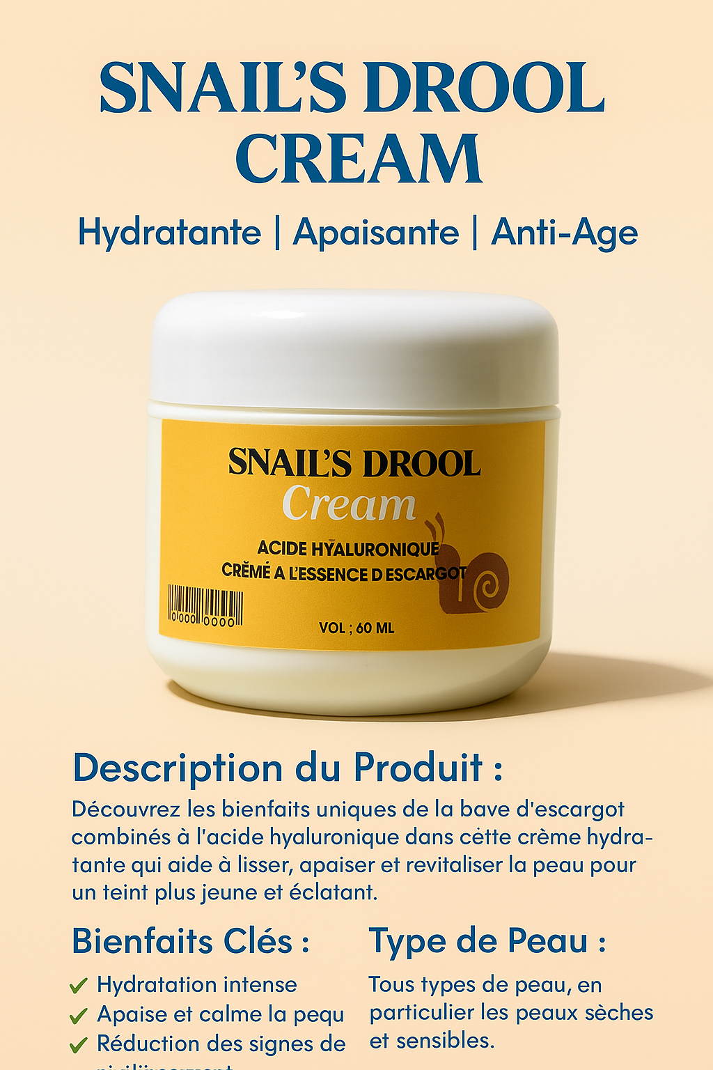 Snail & Hyaluronic Acid Essence Cream | Intense Regeneration & Deep Hydration