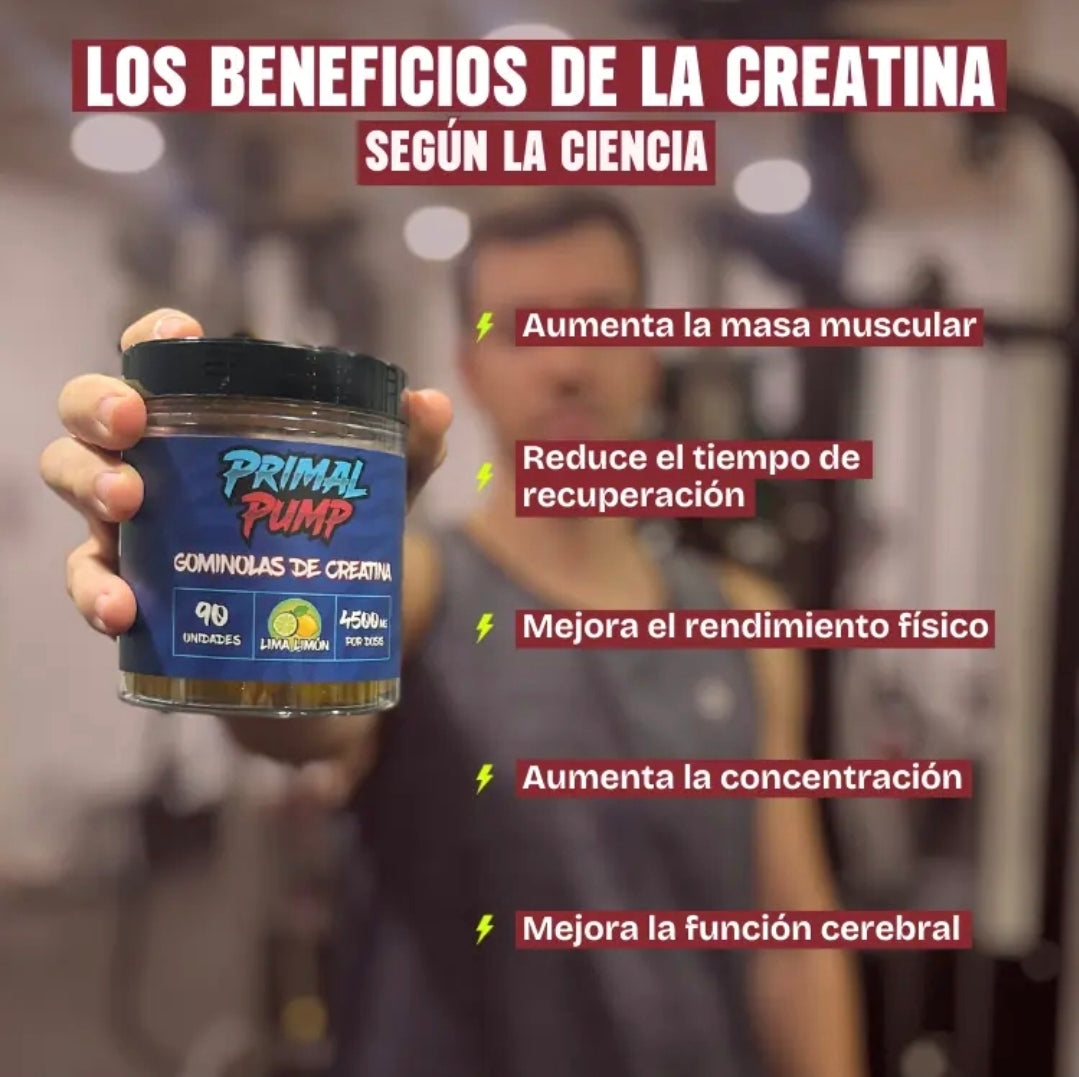 Primal Pump™ Creatine Gummies - 4.5g Pure Creatine Monohydrate | Sugar-Free & Gluten-Free | Boost Strength, Focus & Muscle Growth | Easy 2-Gummy Daily Formula for Men & Women Raspberry