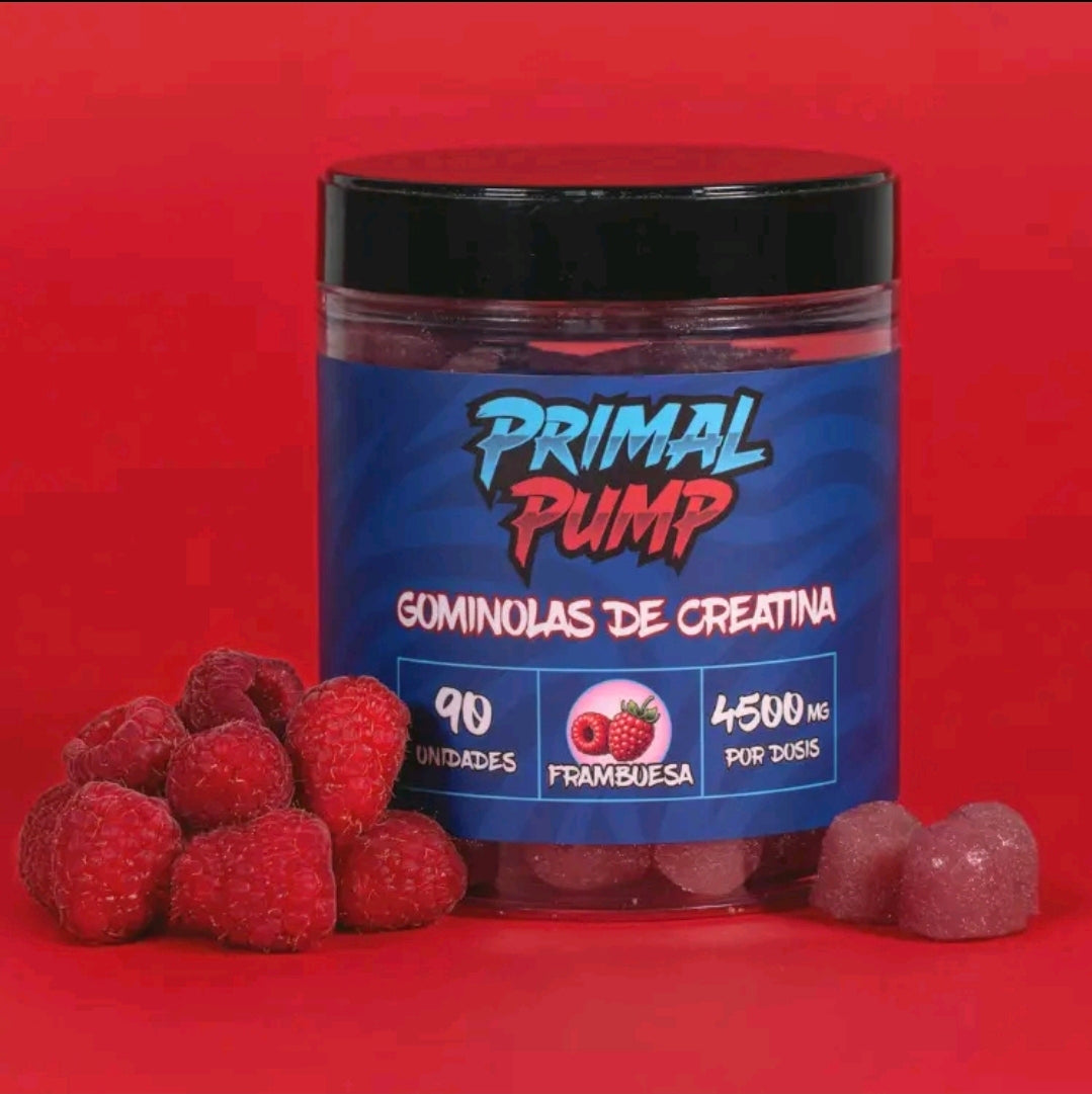 Primal Pump™ Creatine Gummies - 4.5g Pure Creatine Monohydrate | Sugar-Free & Gluten-Free | Boost Strength, Focus & Muscle Growth | Easy 2-Gummy Daily Formula for Men & Women Raspberry