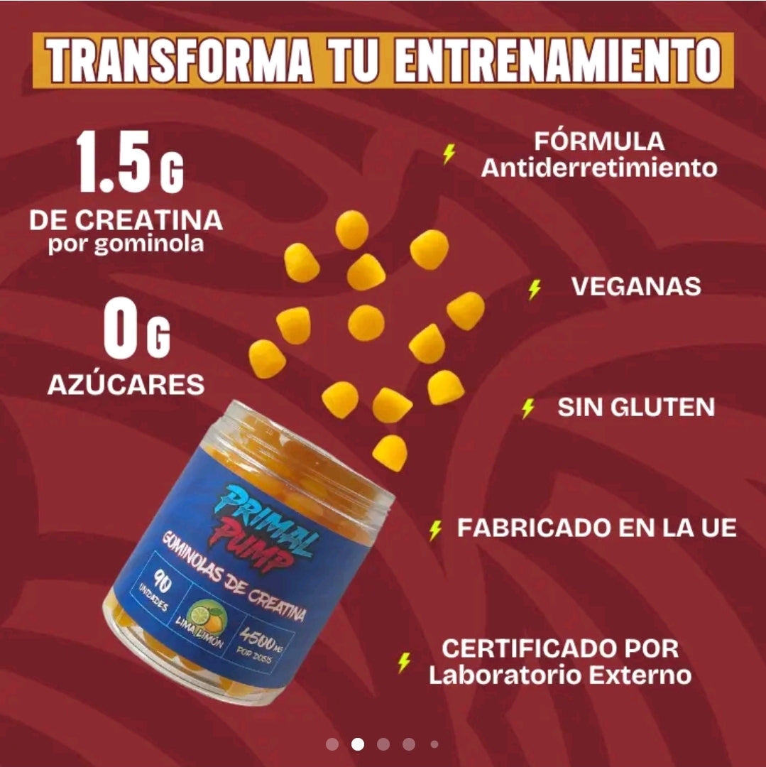 Primal Pump™ Creatine Gummies - 4.5g Pure Creatine Monohydrate | Sugar-Free & Gluten-Free | Boost Strength, Focus & Muscle Growth | Easy 2-Gummy Daily Formula for Men & Women Raspberry