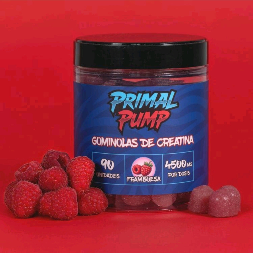 Primal Pump™ Creatine Gummies - 4.5g Pure Creatine Monohydrate | Sugar-Free & Gluten-Free | Boost Strength, Focus & Muscle Growth | Easy 2-Gummy Daily Formula for Men & Women Raspberry