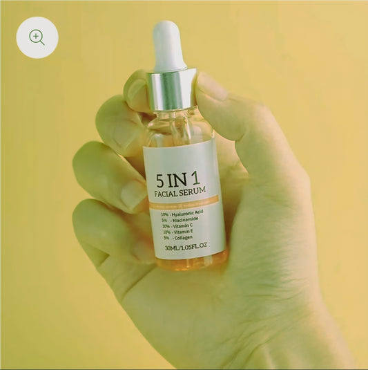 5 In 1 Facial Serum Fade Fine Lines Firming Skin Shrink Pores Moisturizing Brightning Vitamin C Hyaluronic Acid Face Serum